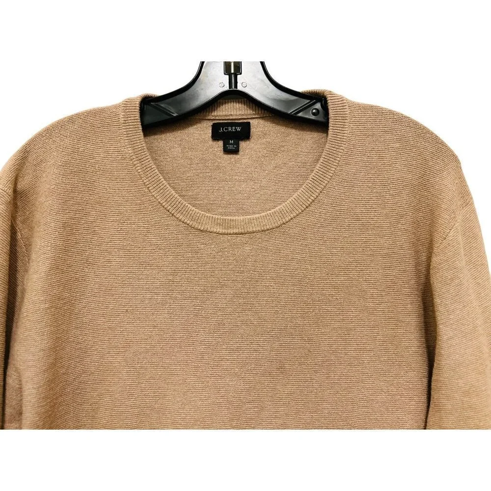 Men's Med J.Crew Crewneck Sweater Textured Cotton Tan Beige   B19